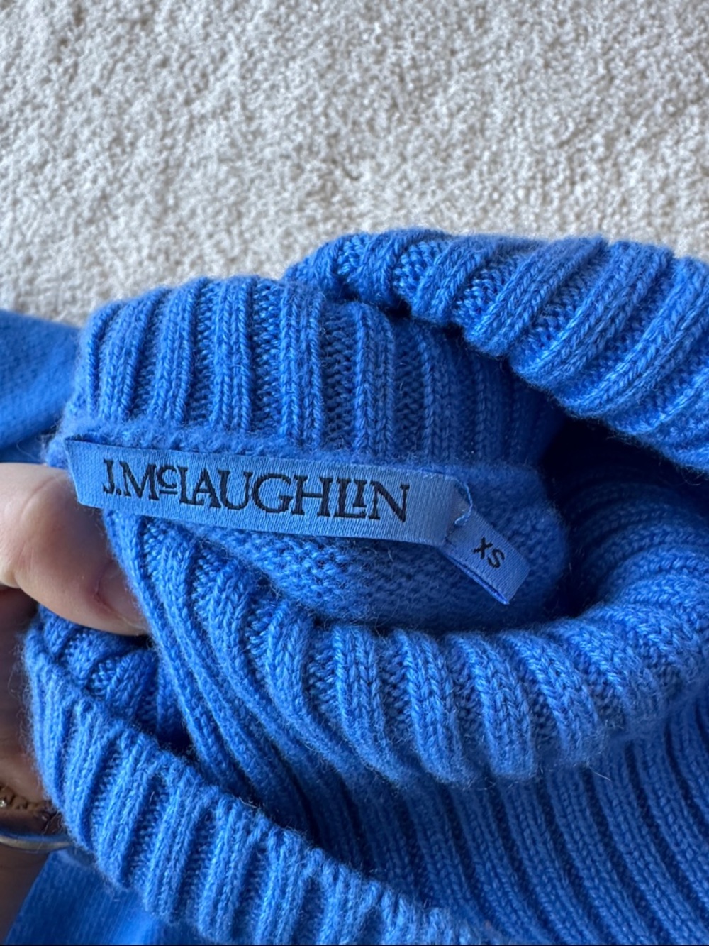 J. McLaughlin Bright Blue Cashmere Turtleneck Sweater - Picture 7 of 9